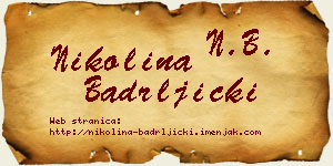 Nikolina Badrljički vizit kartica